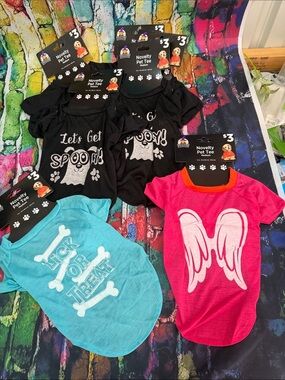 Novelty Pet Tee — Black, Teal & Pink Dog Shirts (Set)